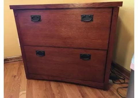 Solid Oak desk and file cabinet