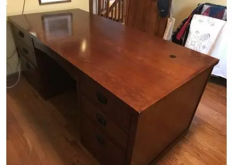 Solid Oak desk and file cabinet
